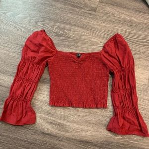 Lulus Red Puff Sleeve Top